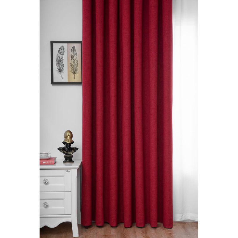 GENERICO - Set de Cortinas de tela Blackout 2 Paños Color Burdeo