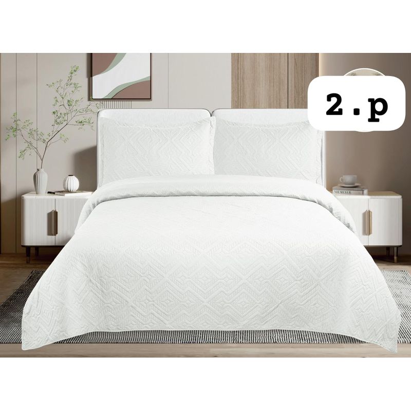 GENERICO - Cobertor de verano tipo Quilt con fundas  - 2 Plazas Blanco