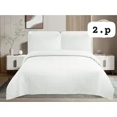 GENERICO - Cobertor de verano tipo Quilt con fundas - 2 Plazas Blanco