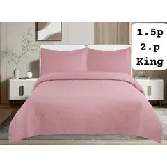 GENERICO - Cobertor de verano tipo Quilt con fundas - 2 Plazas Rosa