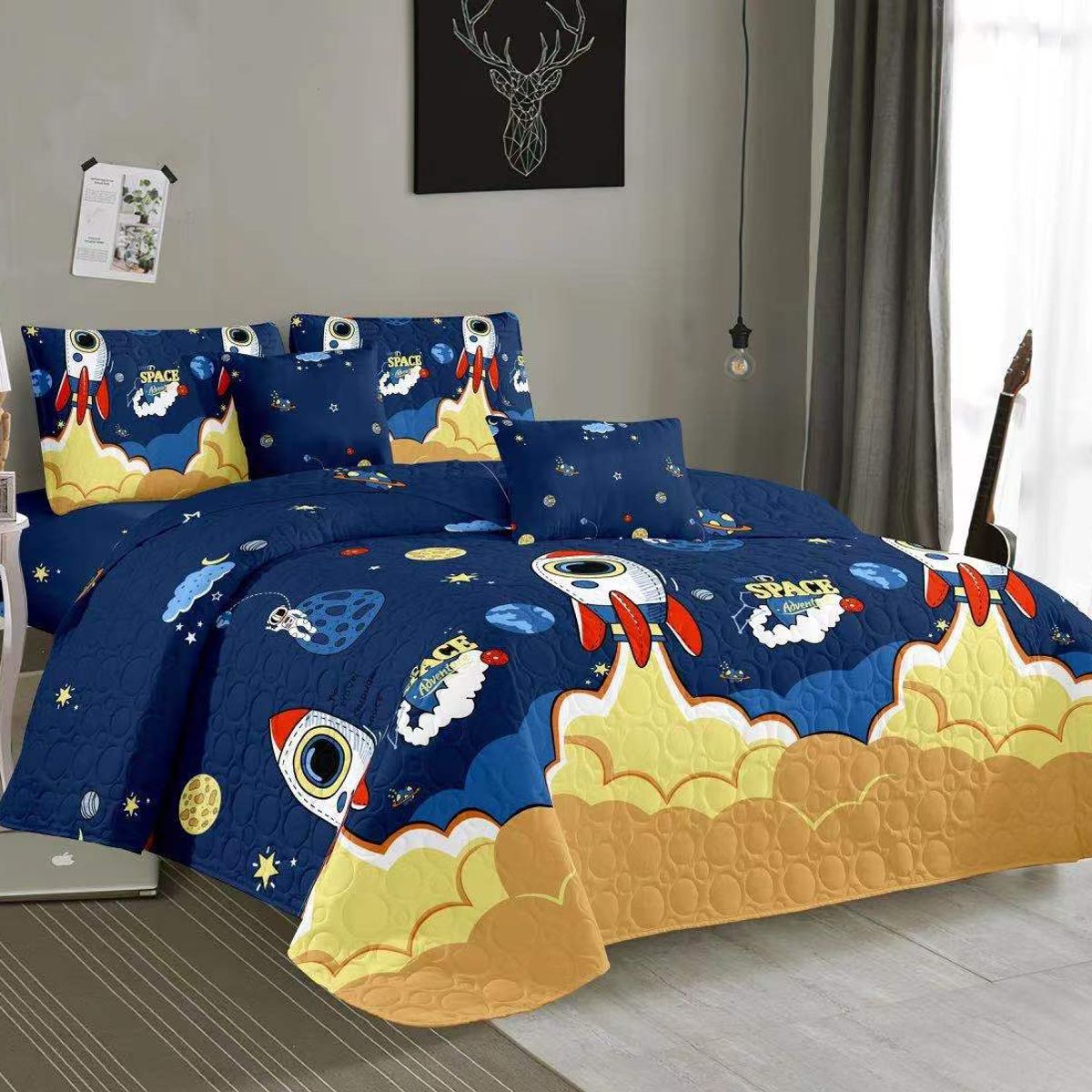 GENERICO - Cobertor de verano tipo Quilt con fundas - 1,5 plaza Espacio