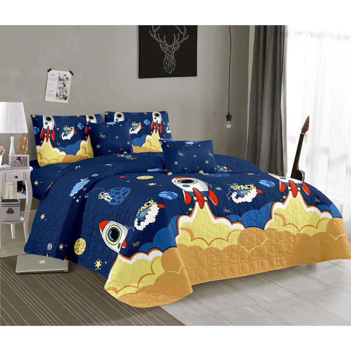 GENERICO - Cobertor de verano tipo Quilt con fundas - 1,5 plaza Espacio