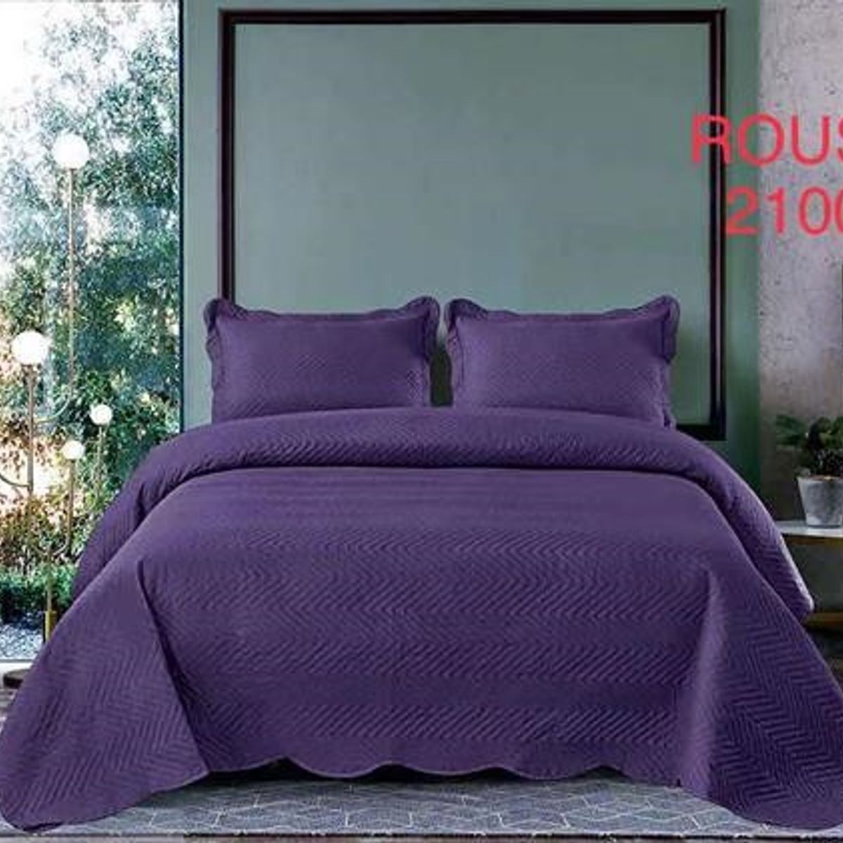 GENERICO - Cobertor de verano tipo Quilt con fundas  - 2 Plazas Morado