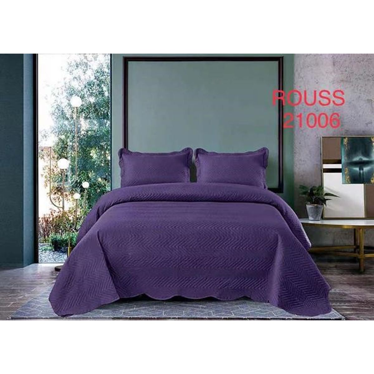 GENERICO - Cobertor de verano tipo Quilt con fundas  - 2 Plazas Morado