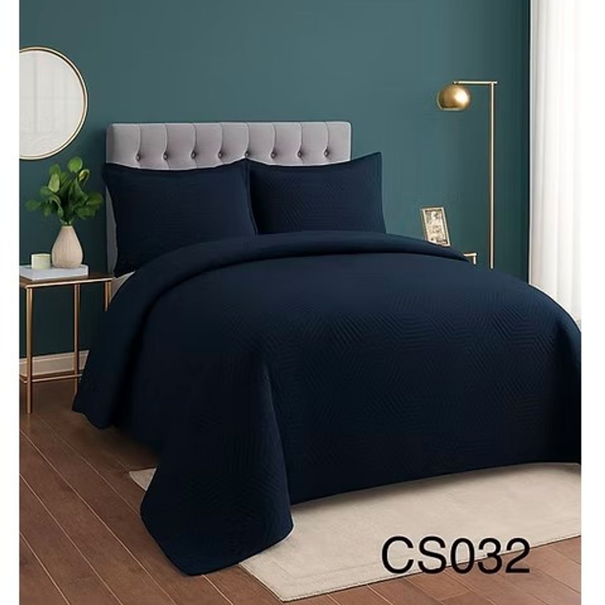 GENERICO - Cobertor de verano tipo Quilt con fundas  - 2 Plazas Azul Marino