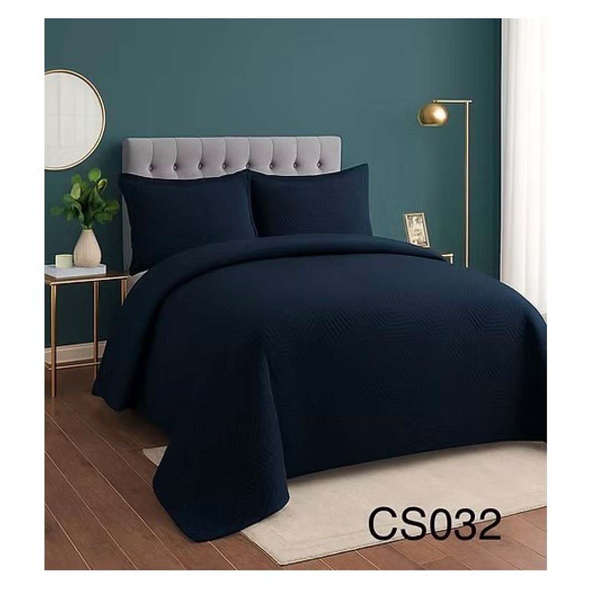 GENERICO - Cobertor de verano tipo Quilt con fundas  - 2 Plazas Azul Marino