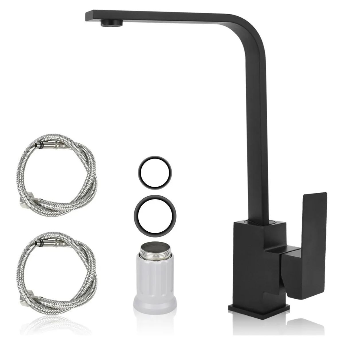 AIZO - Llave Monomando Lavaplato Acero Inoxidable Negro Mate 304