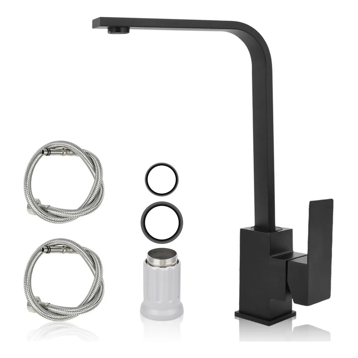 AIZO - Llave Monomando Lavaplato Acero Inoxidable Negro Mate 304