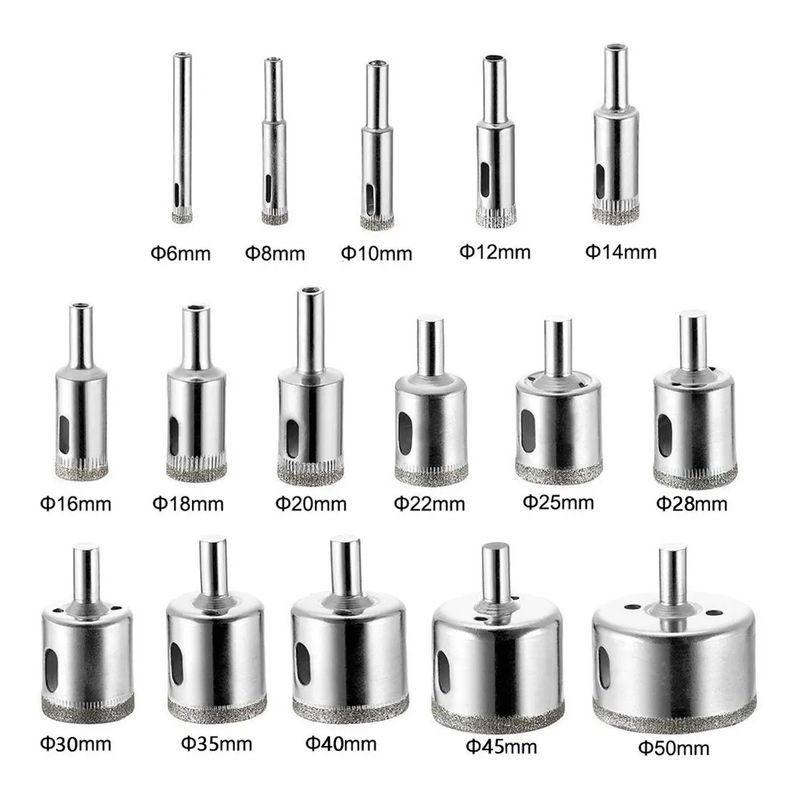 AIZO - Brocas Copa Para Cerámicos Mármol Vidrio Piedra 16pcs  6-50 mm