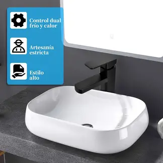 AIZO - Llave Monomando Lavamanos Cuadrada Clásica negro acero inoxidable