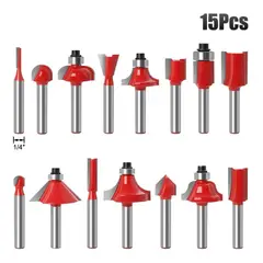 AIZO - Set 15 Fresas Madera Toma 1/4 - Router Tupi Fresador