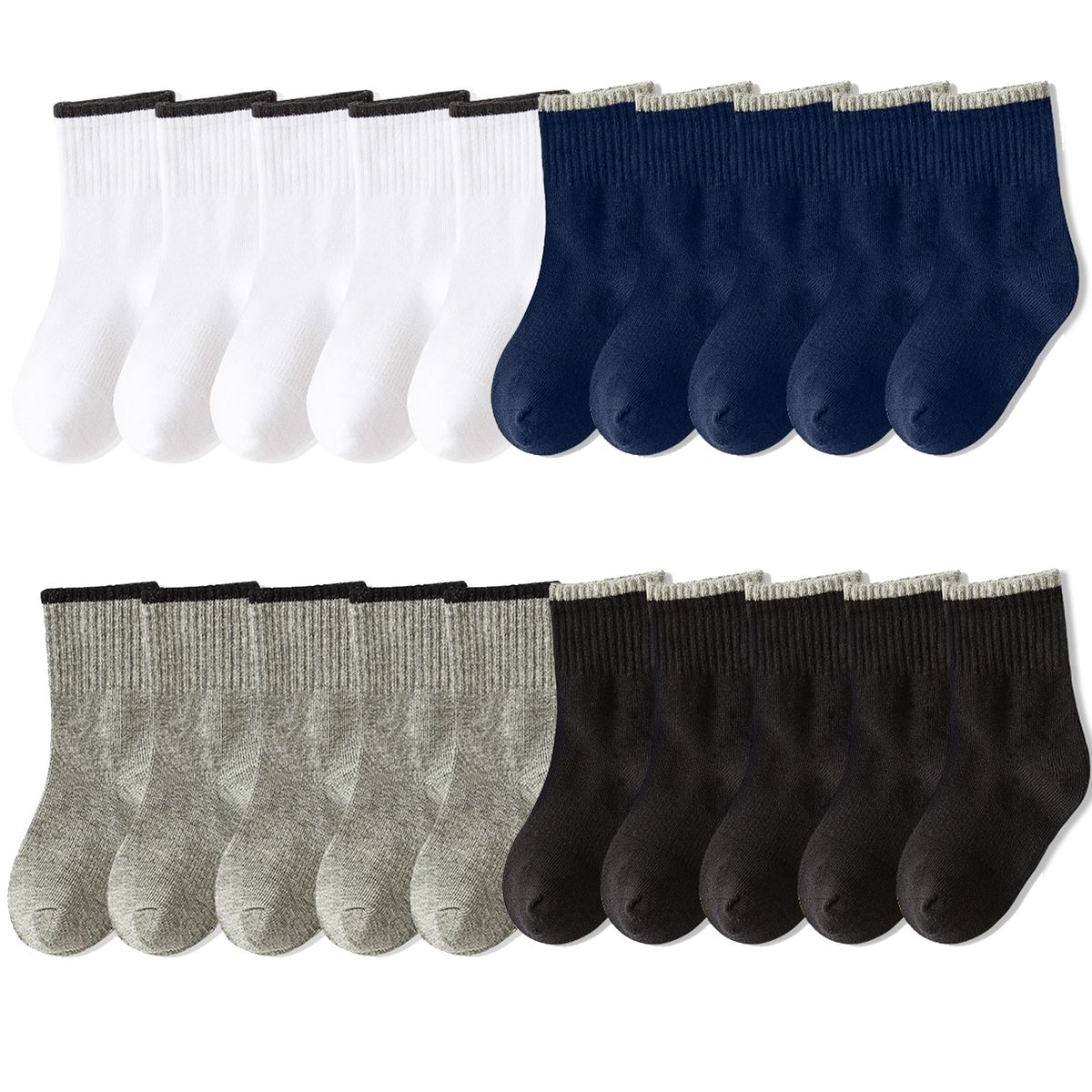 EVERSO - Pack 12 Calcetines De Niños Y Juvenil Deportes Y Colegio.
