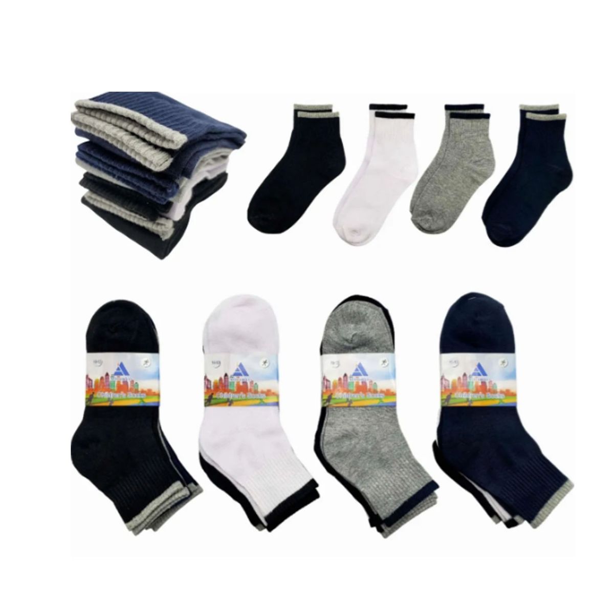 EVERSO - Pack 12 Calcetines De Niños Y Juvenil Deportes Y Colegio.