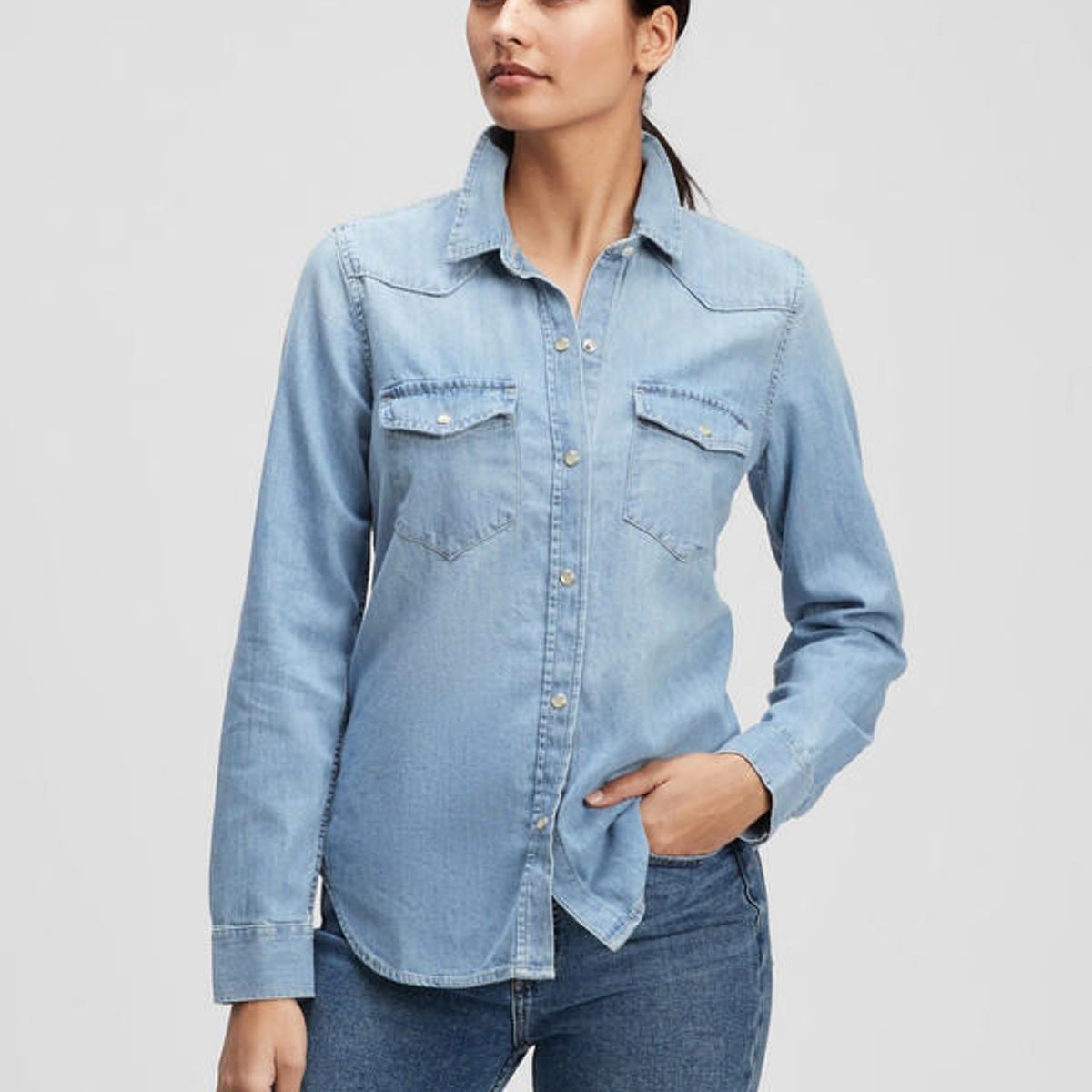 GAP - Camisa De Jeans Celeste GAP
