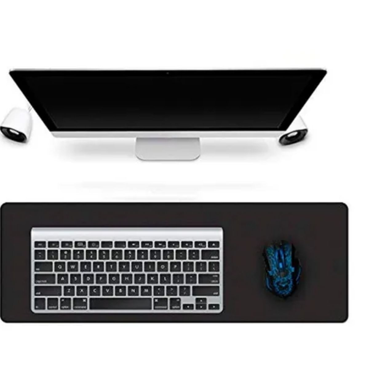 WEIBO - Mouse Pad Gamer Xl Antideslizante Negro Borde Cosido 70x30cm