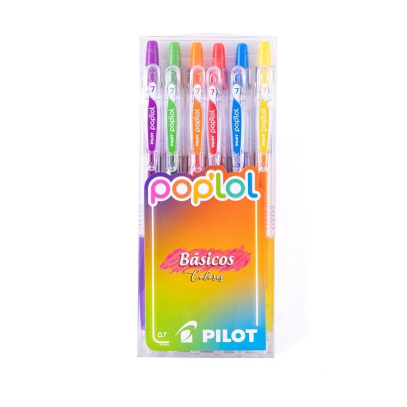 PILOT - Set 6 Lapiz gel POPLOL 0,7 Basicos Pilot
