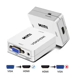 GENERICO - Mini Convertidor Adaptador Vga A Hdmi con conector Audio Full HD 1080P