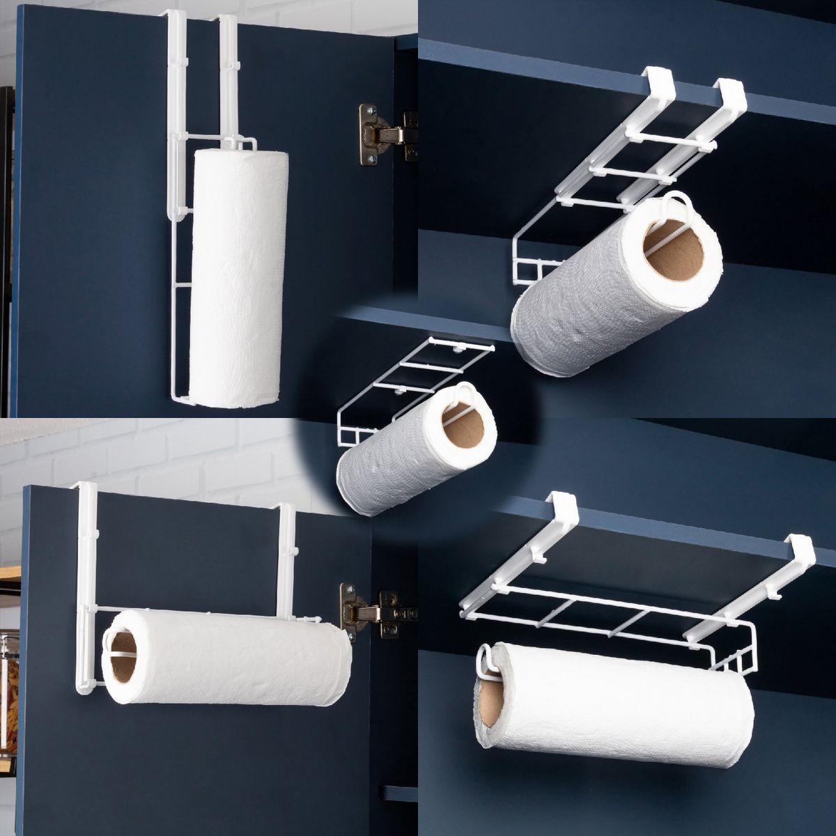 METALTRU - Porta Rollo de papel adaptable blanco