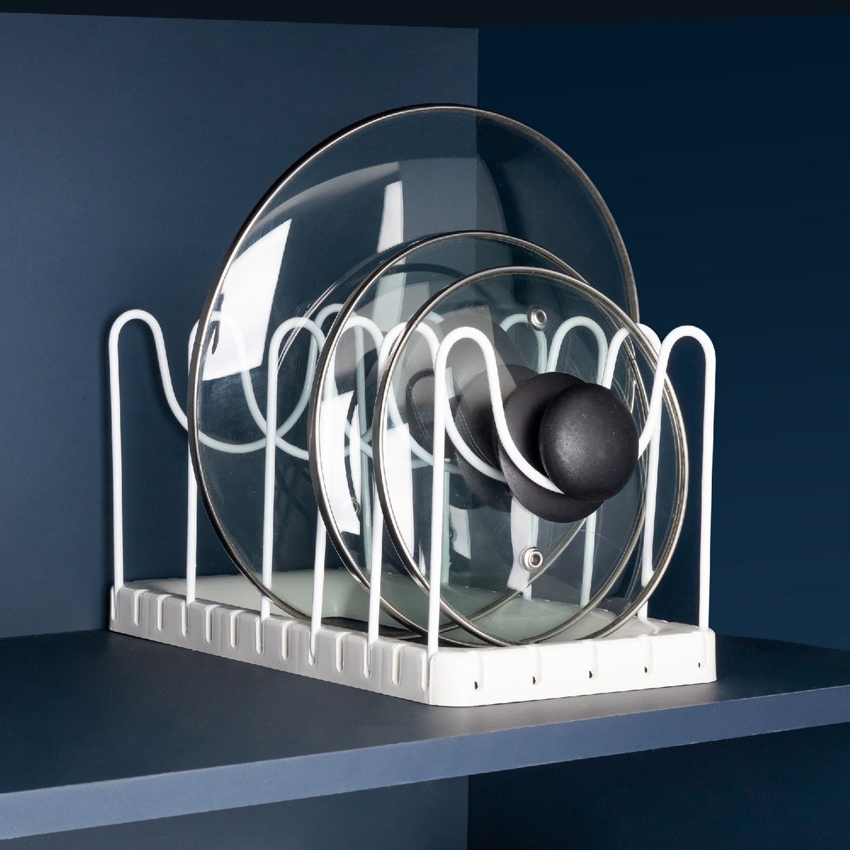 METALTRU - Soporte para tapas de ollas blanco