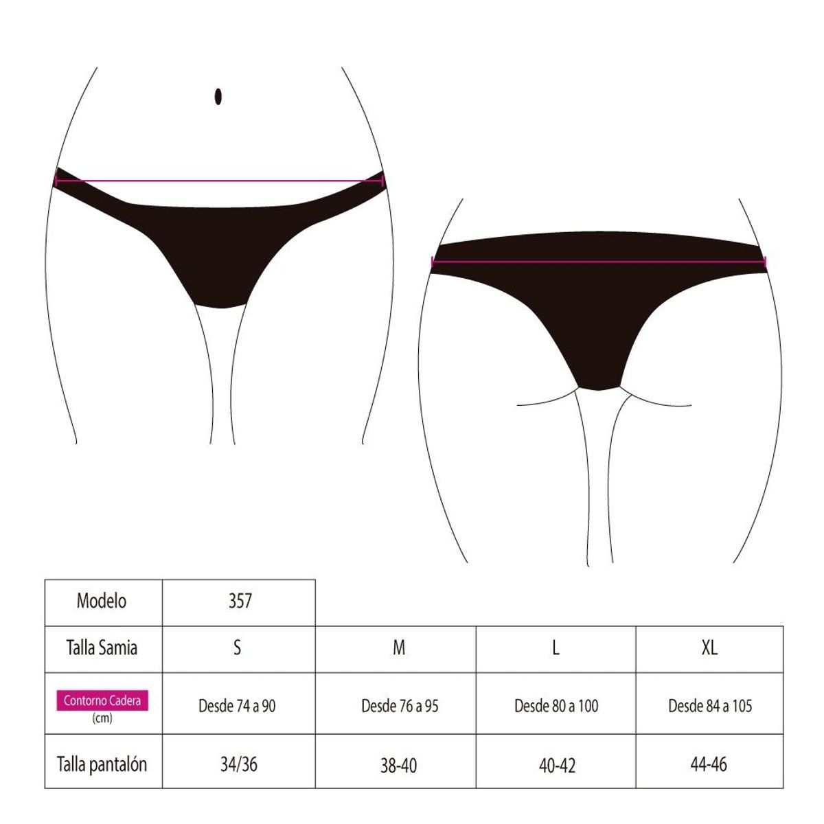 SAMIA - Calzón bikini clásico estampado negro - Multicolor