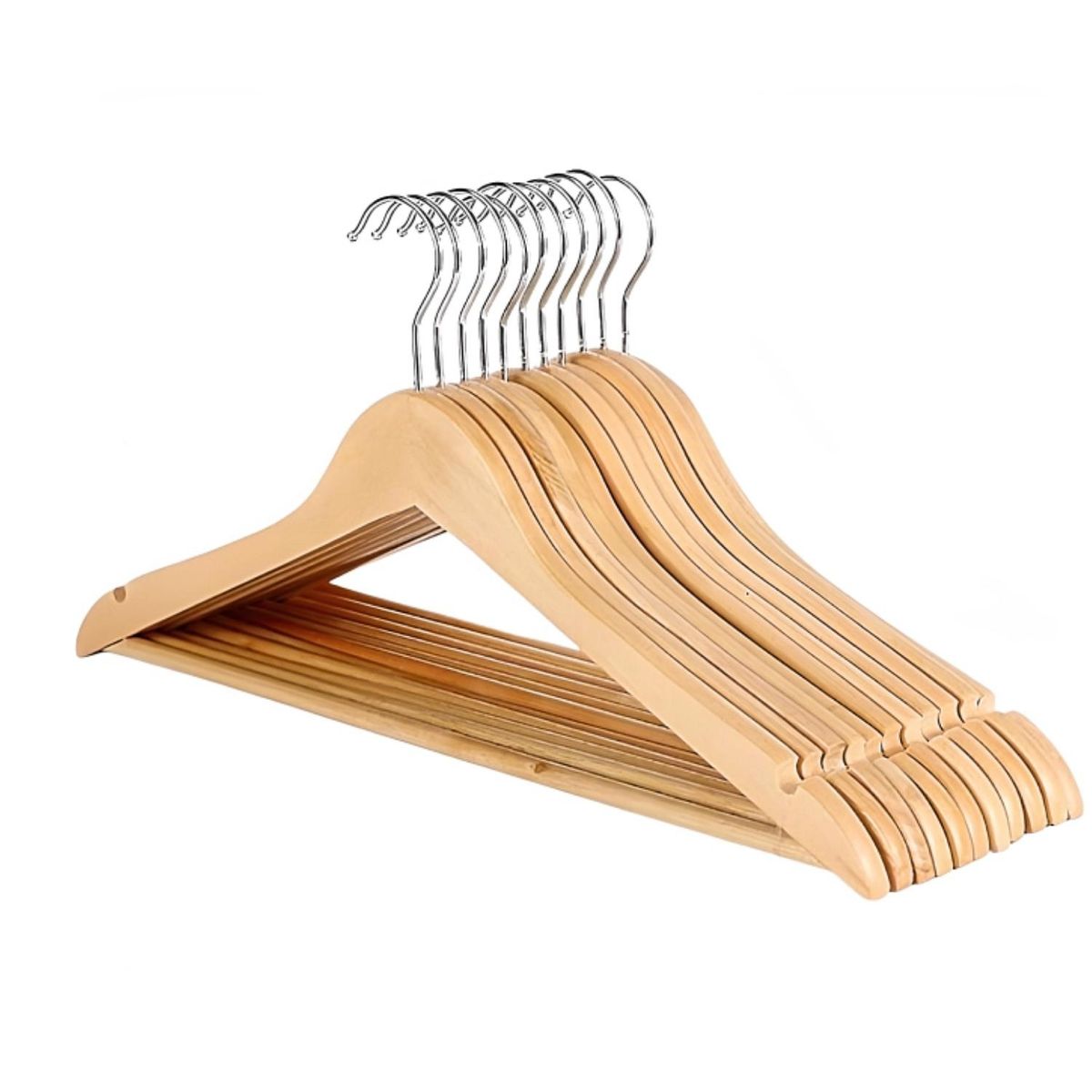 CRUSEC - Pack 10 Colgadores De Madera Ganchos Perchero Ropa