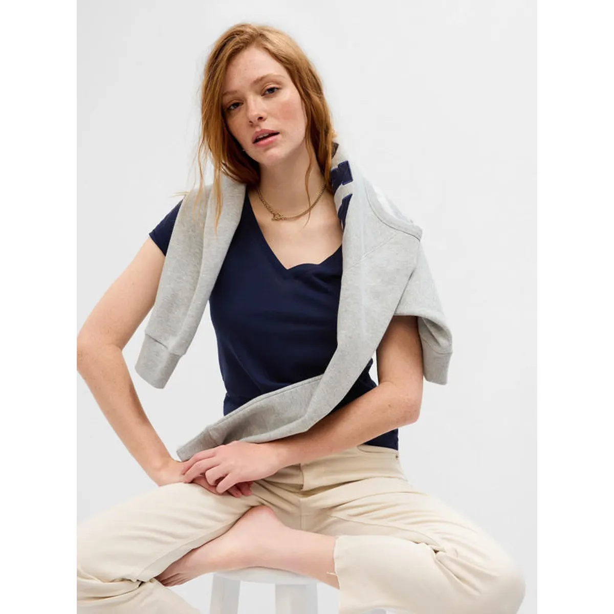 GAP - Polera Cuello V Azul GAP