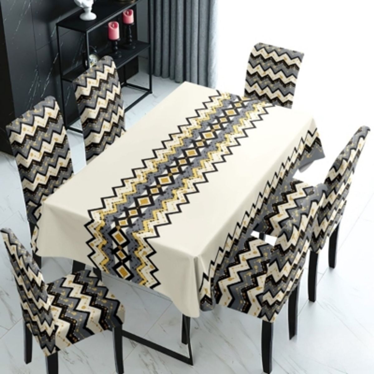 GENERICO - Mantel mas 6 Fundas de Sillas elasticadas