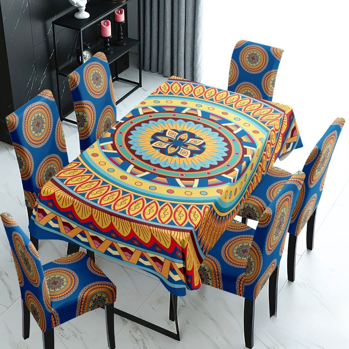 GENERICO - Mantel Mas 6 Fundas De Sillas Elasticadas