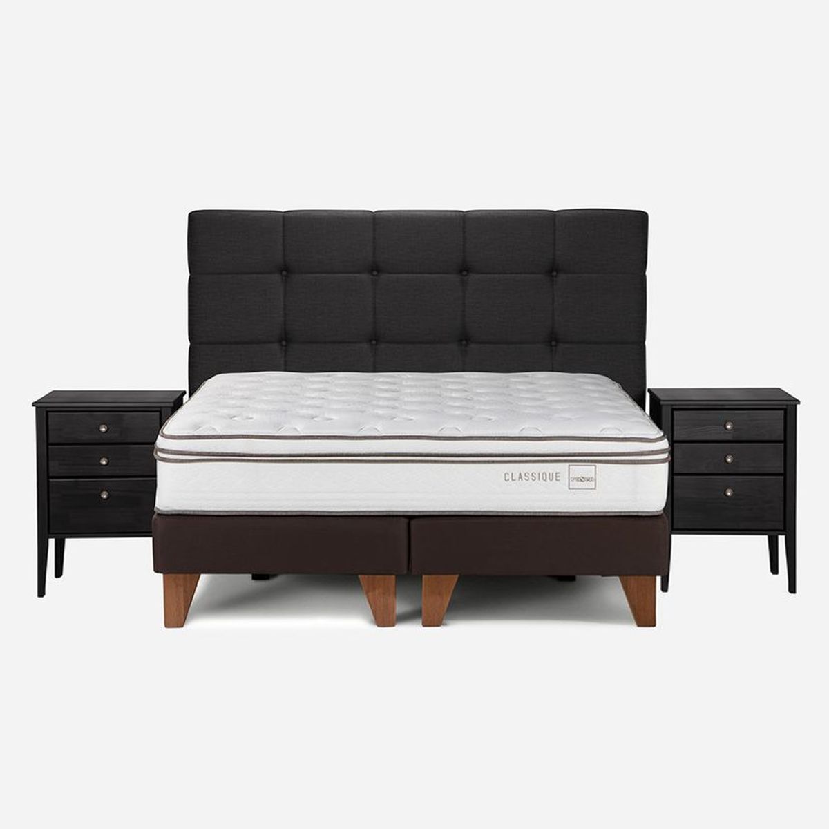 ROSEN - Cama Europea Classique+ 2 Plazas con Muebles Issey Grafito