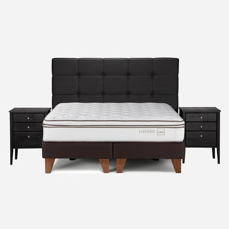 ROSEN - Cama Europea Classique+ 2 Plazas con Muebles Issey Grafito