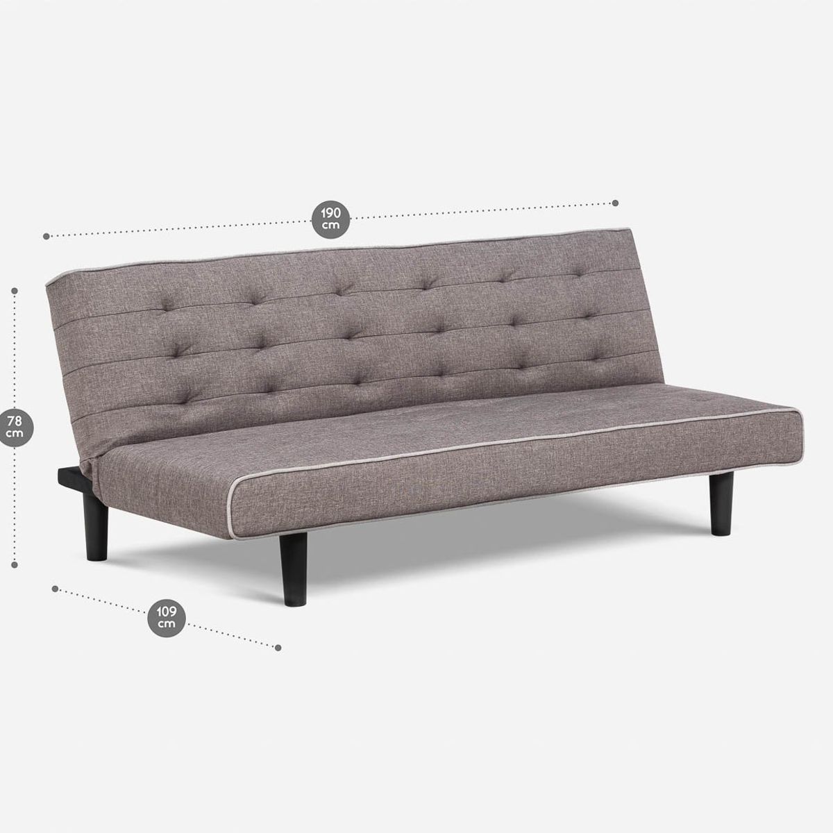 ROSEN - Futón Rosen Olivia 3 Cuerpos Tela Gris