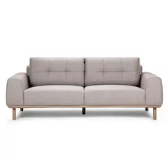 ROSEN - Sofá Biada 3 Cuerpos Tela Gris Perla