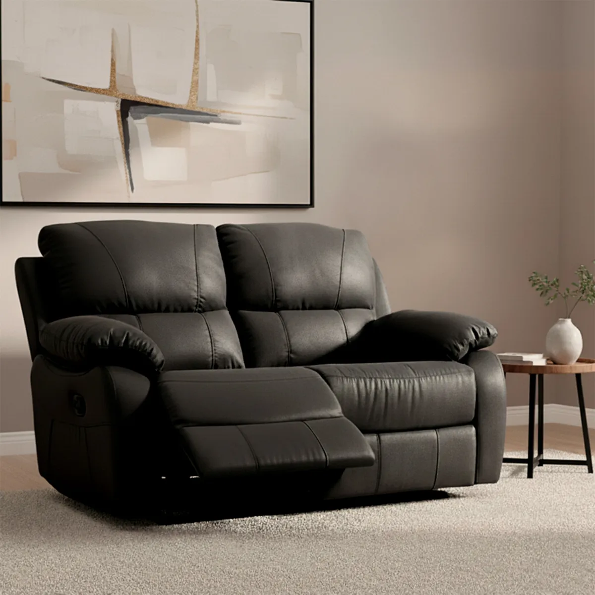 ROSEN - Sofá Reclinable Rosen Orson 2 Cuerpos Tela Manual Stone