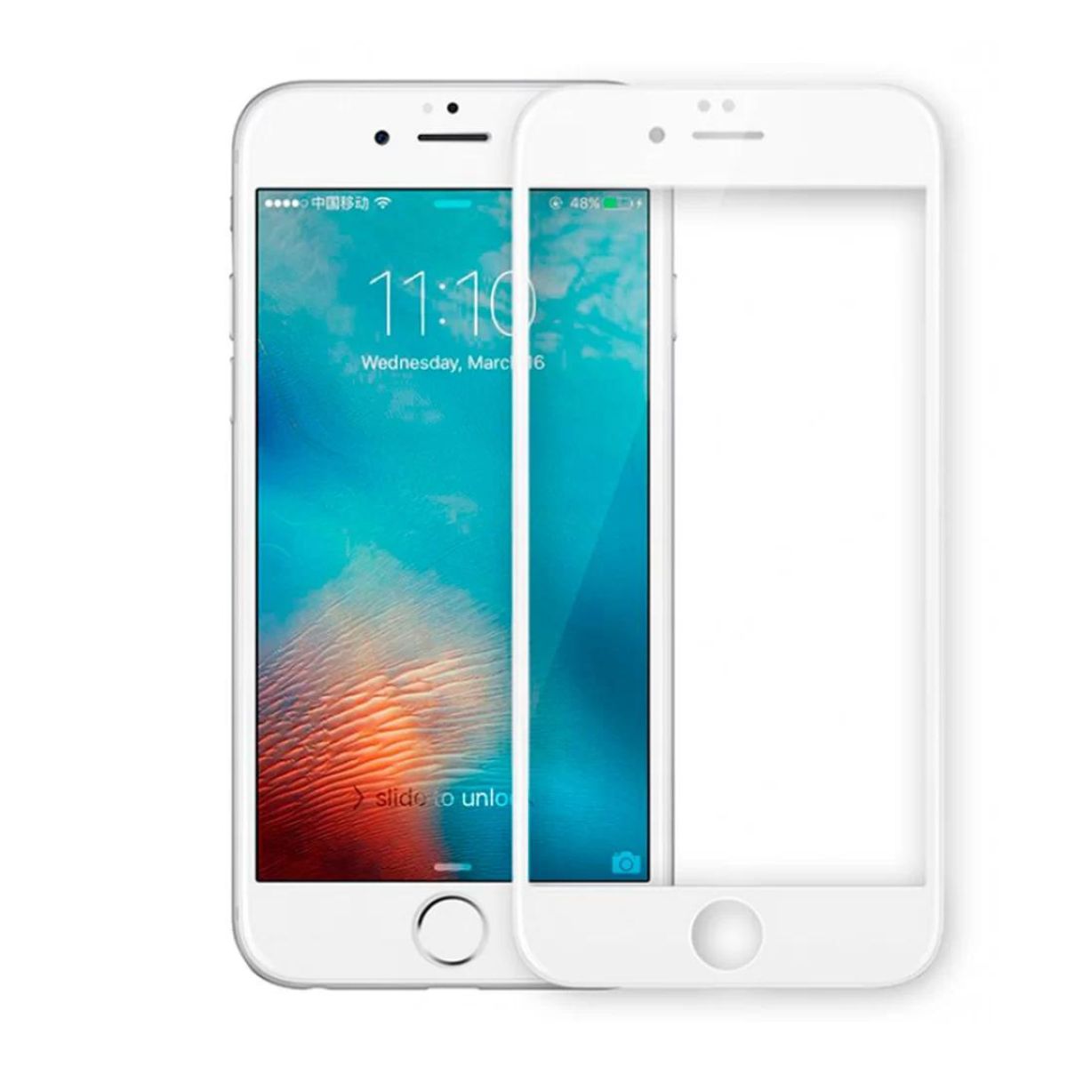 GENERICO - Lamina Mica Vidrio Templado Completa Para iPhone 6s Blanco