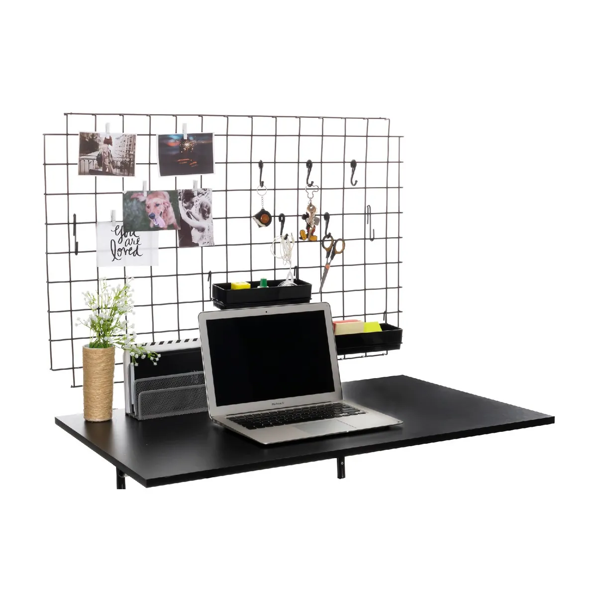 METALTRU - Kit escritorio mural 90,9x90,3x 55,5 cm negro.