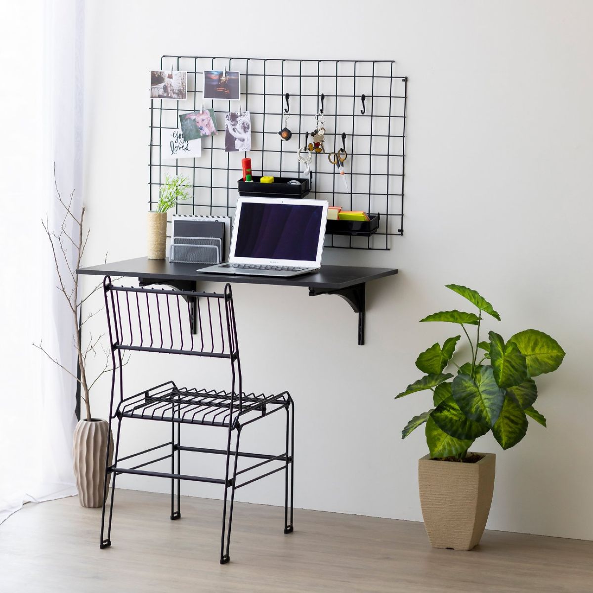 METALTRU - Kit escritorio mural 90,9x90,3x 55,5 cm negro.