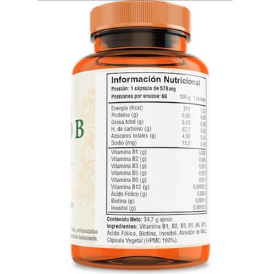Imagen 2 del producto VITAMINAS COMPLEJO B 60 CAPSULAS VEGETALES - 464 MG