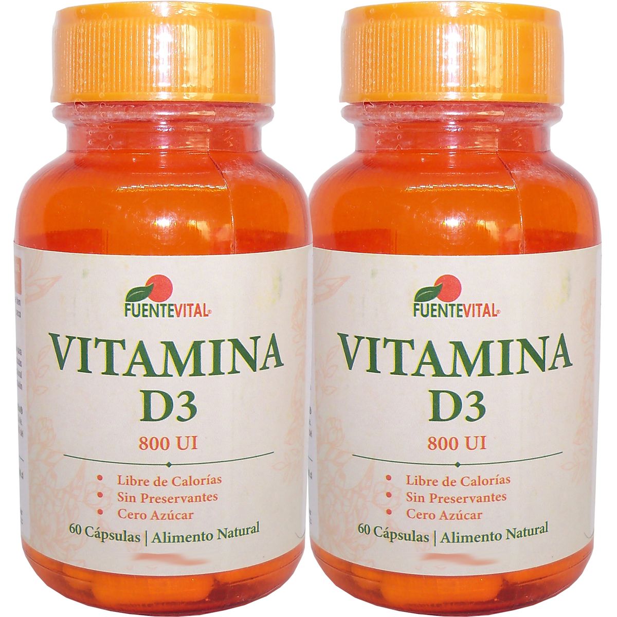 FUENTEVITAL - 2 PACK VITAMINA D3 600 UI  60 CAPSULAS VEGETALES