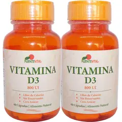 FUENTEVITAL - 2 PACK VITAMINA D3 600 UI 60 CAPSULAS VEGETALES