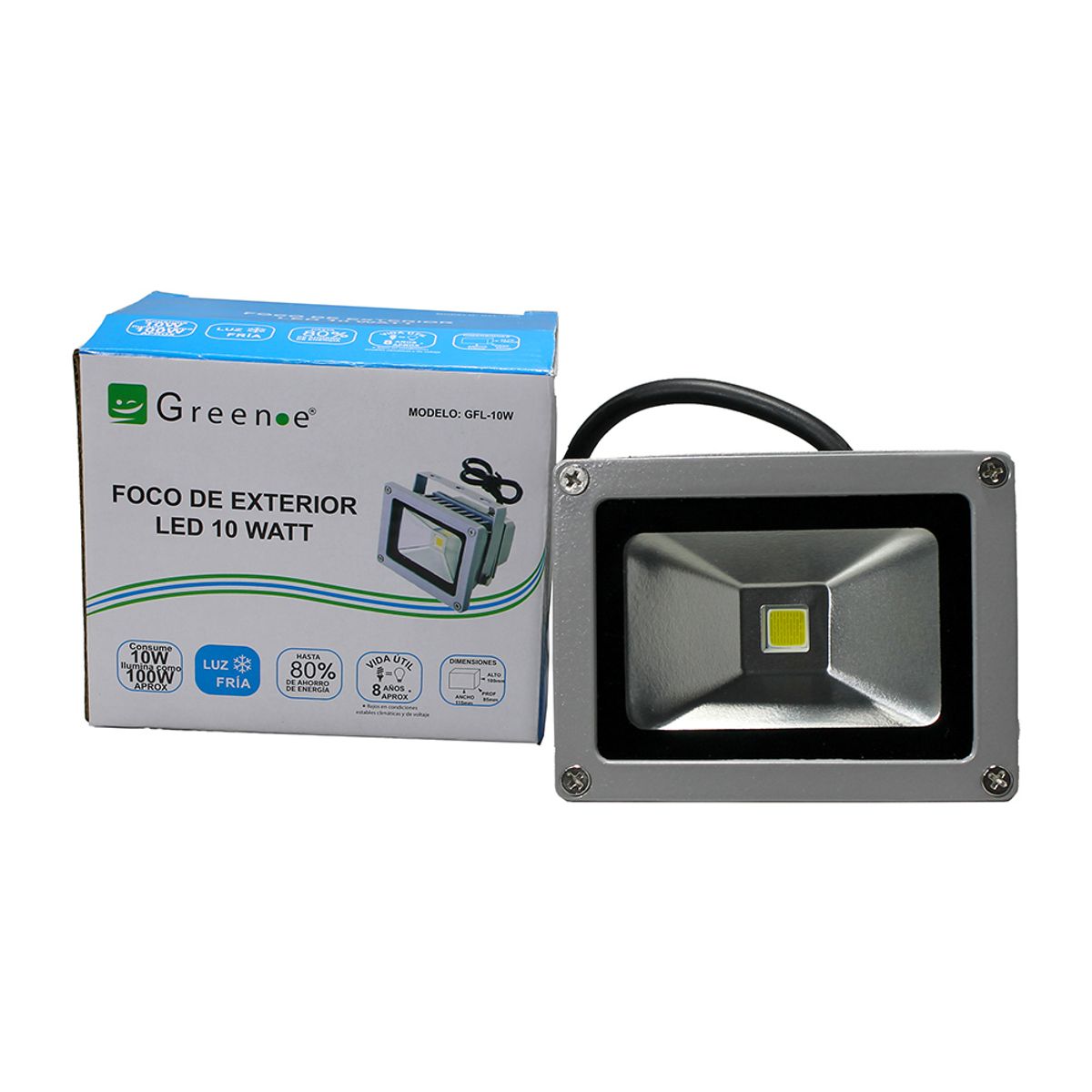 GREEN E - Foco Exterior Led 10w Pack de 4 Unidades. Luz Fría. Green e