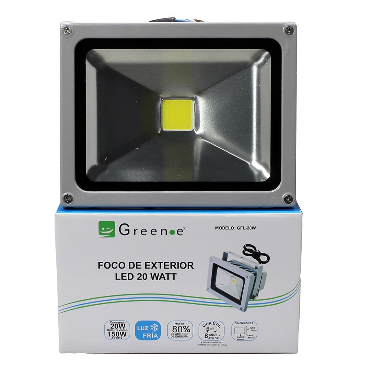 GREEN E - Foco Exterior Led de 20W Pack de 4 Unidades. Luz Fría. Green e