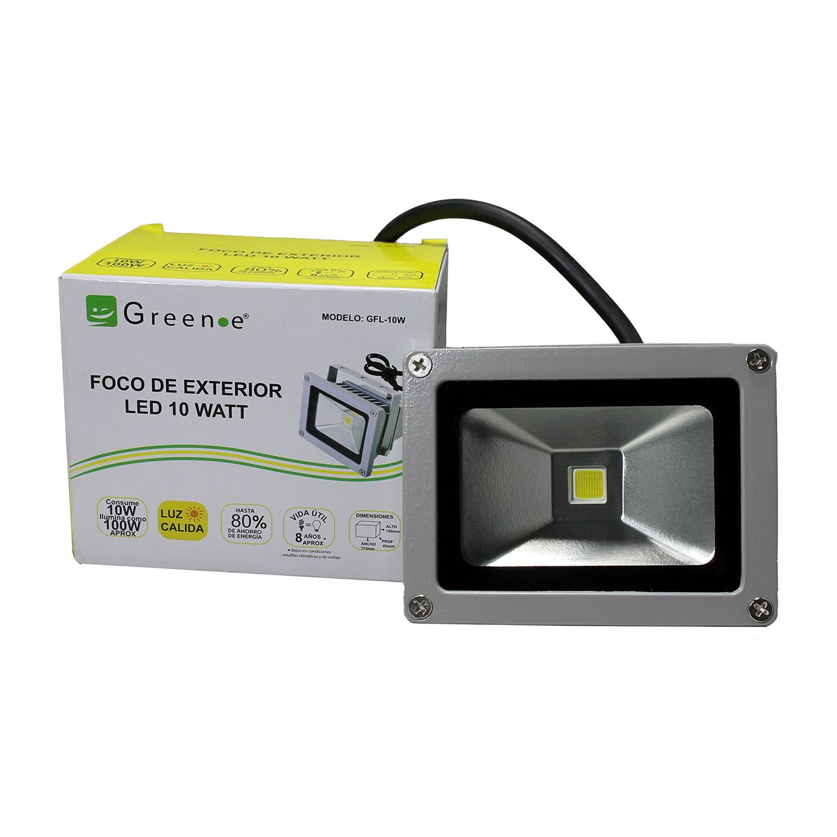 GREEN E - Foco Exterior Led de 10W Pack de 4 Unidades. Luz Cálida. Green e