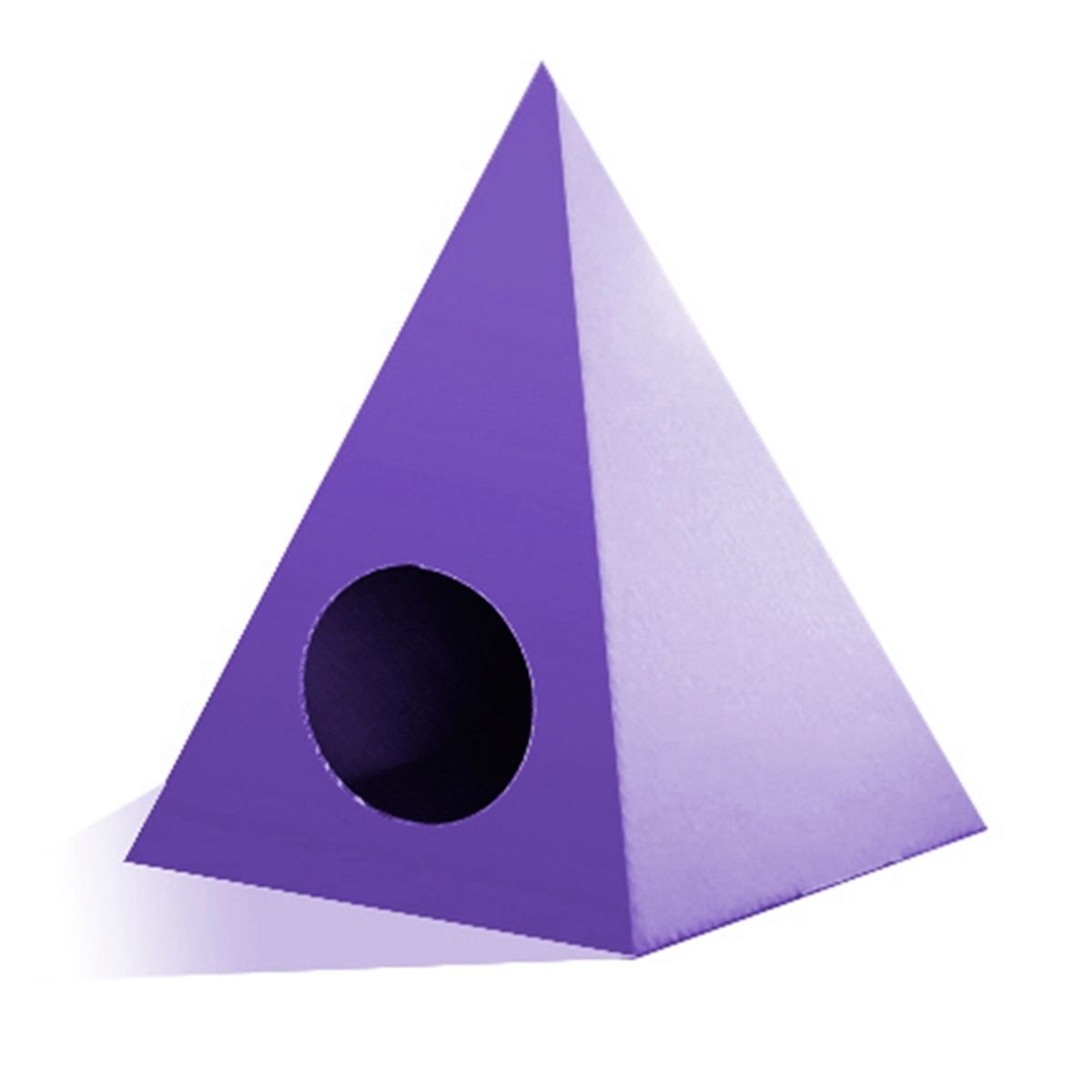 MUNDO CARTON - CASA DE MASCOTA GEOCAT - PIRAMIDE GRAFICA MORADA.