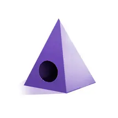 MUNDO CARTON - CASA DE MASCOTA GEOCAT - PIRAMIDE GRAFICA MORADA.