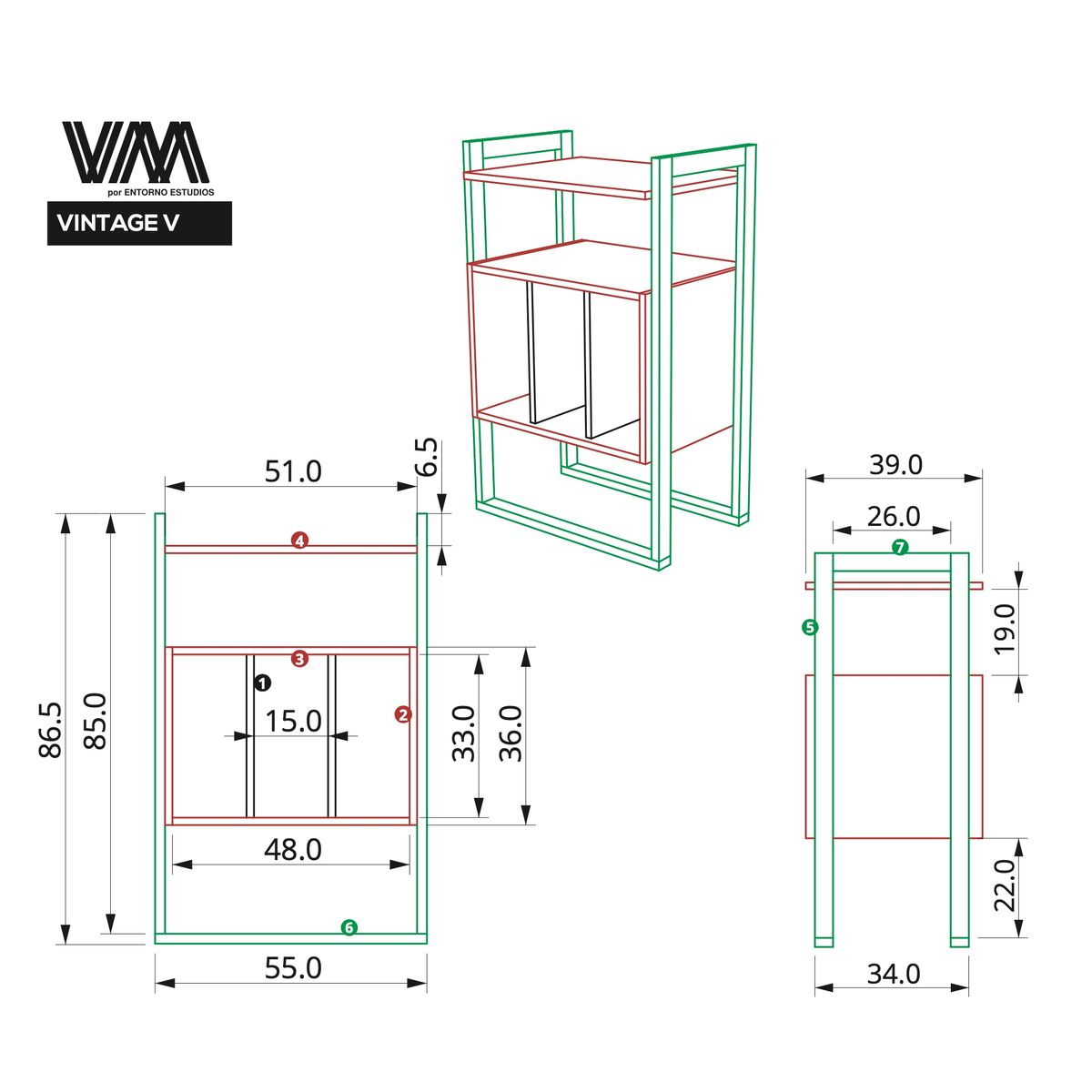 ENTORNO ESTUDIOS - Mueble Rack Vinilos - Vintage V