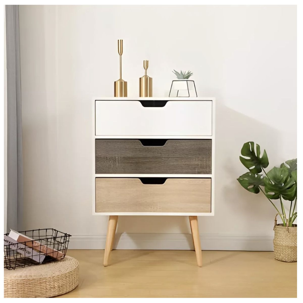 HOMER DESIGN - Velador 3 Niveles Cajones Tricolor Homer Design 40*30*60 005CTA-WWM