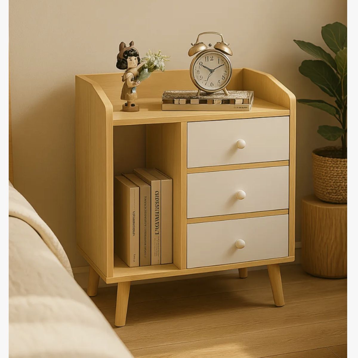 HOMER DESIGN - Velador 2 Niveles Con 3 Cajones Homer Design 60*40*47 202226-N