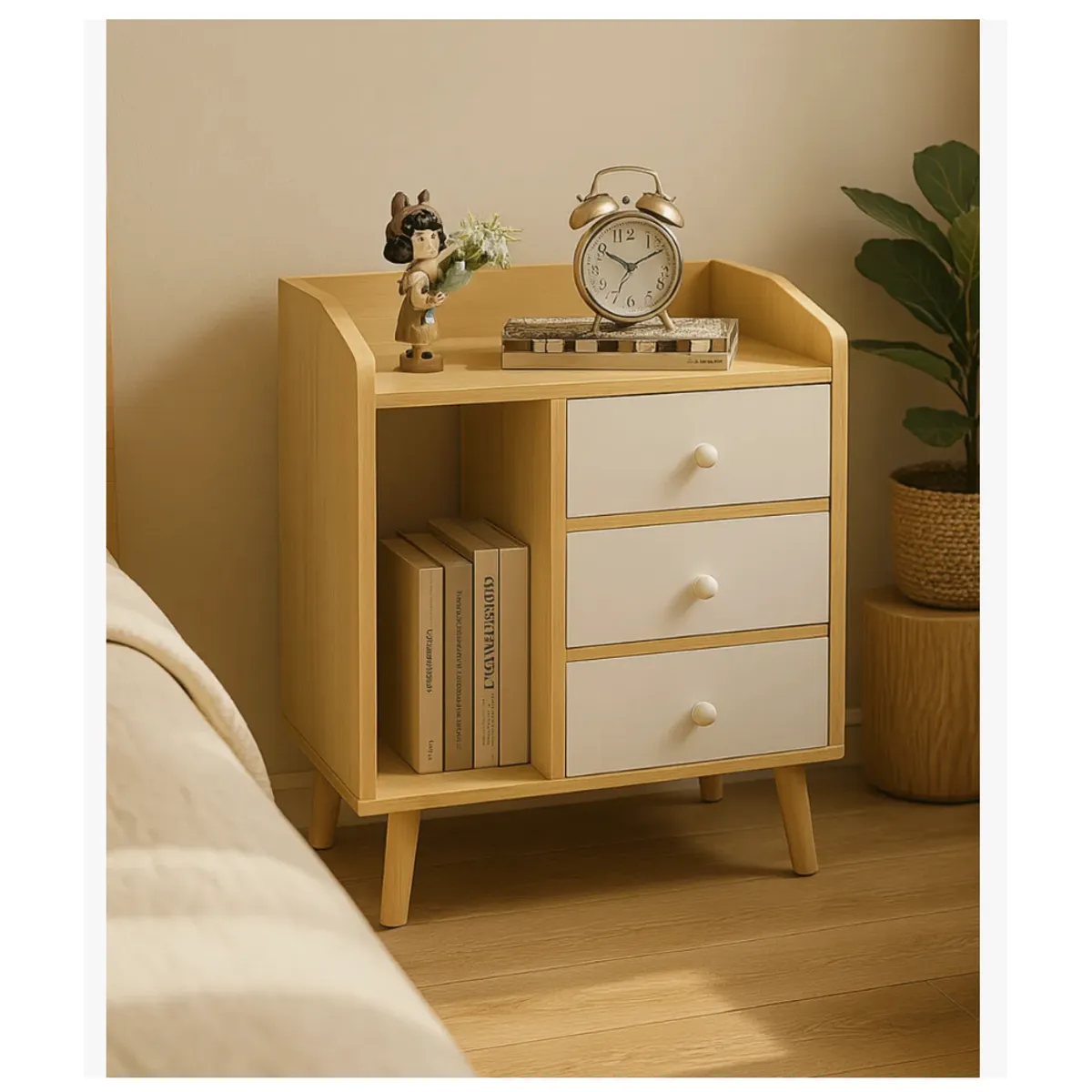 HOMER DESIGN - Velador 2 Niveles Con 3 Cajones Homer Design 60*40*47 202226-N