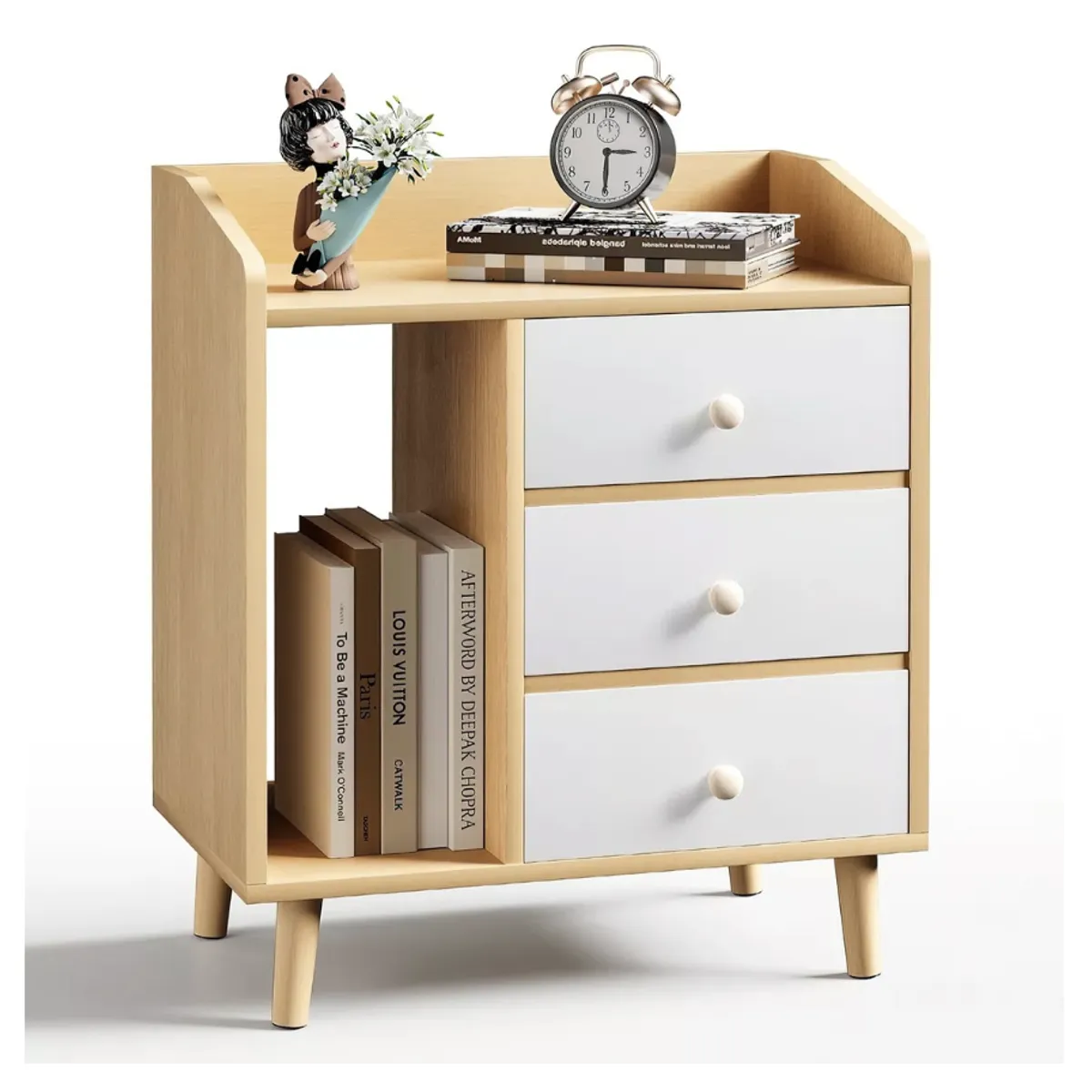 HOMER DESIGN - Velador 2 Niveles Con 3 Cajones Homer Design 60*40*47 202226-N