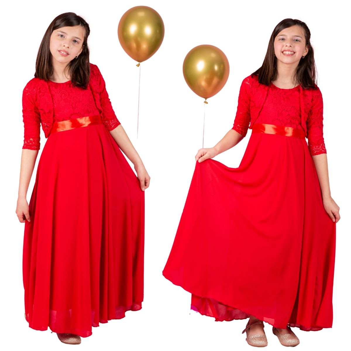 GENERICO - VESTIDO LARGO DE NIÑA MAS TAPADO PARA FIESTA BAUTIZO GALA BODA